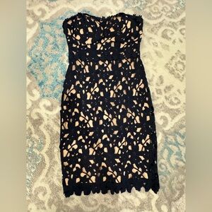 Lulu's Black Strapless Lace Dress